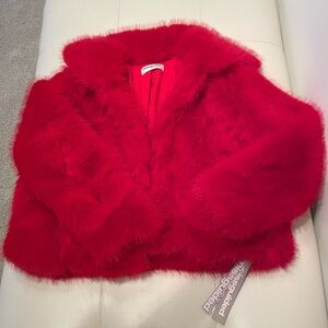 Brand New w/ Tags, Red Faux Fur Jacket